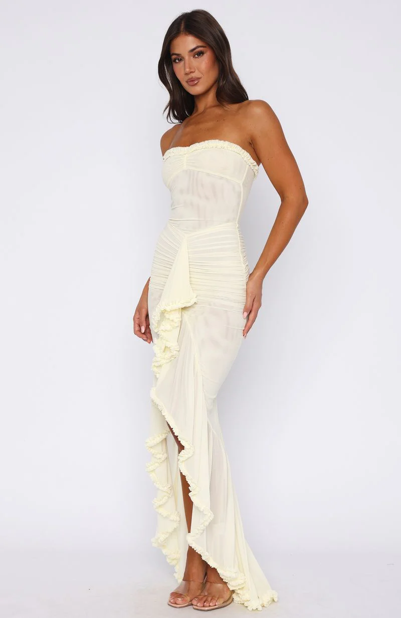 Still Got It Mesh Maxi Dress Lemon - Image 3