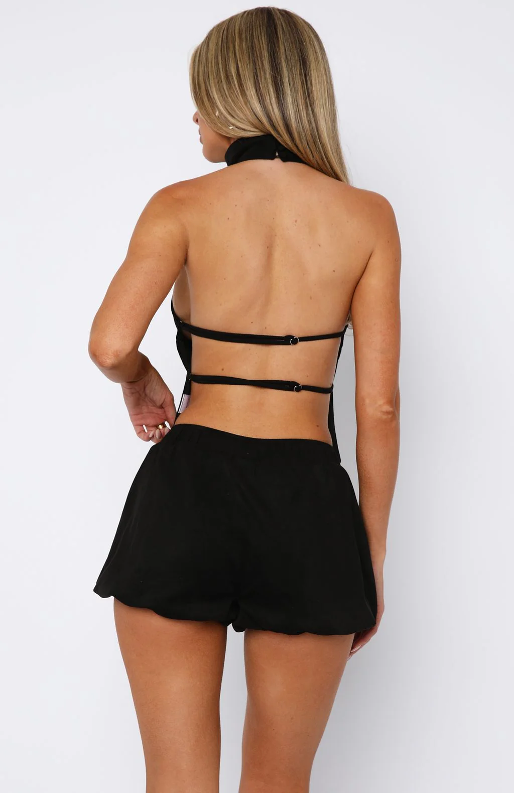 Still Love Me Faux Suede Mini Shorts Black - Image 4