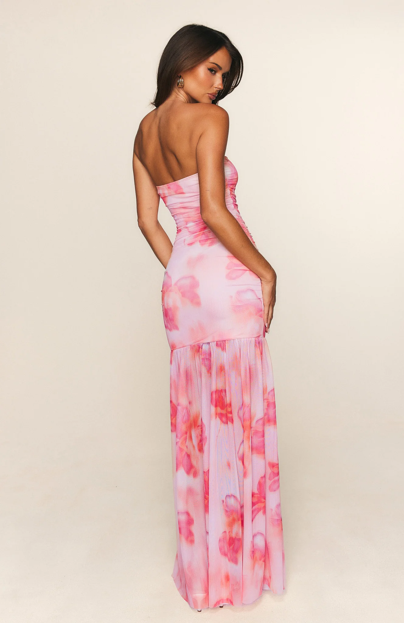 Stop The Show Strapless Maxi Dress Peach Petal - Image 3