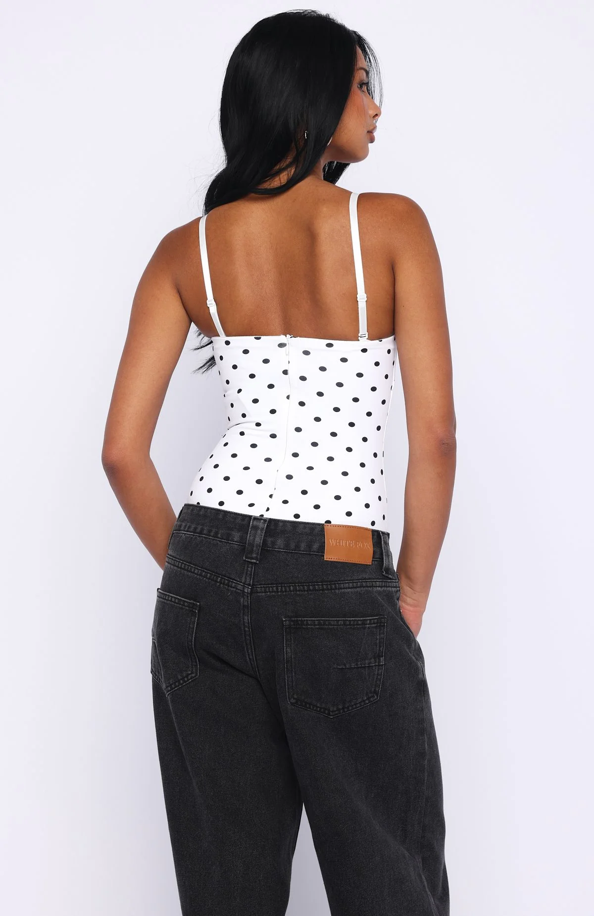 Stuck To You Bodysuit White/Black Polka Dot - Image 6