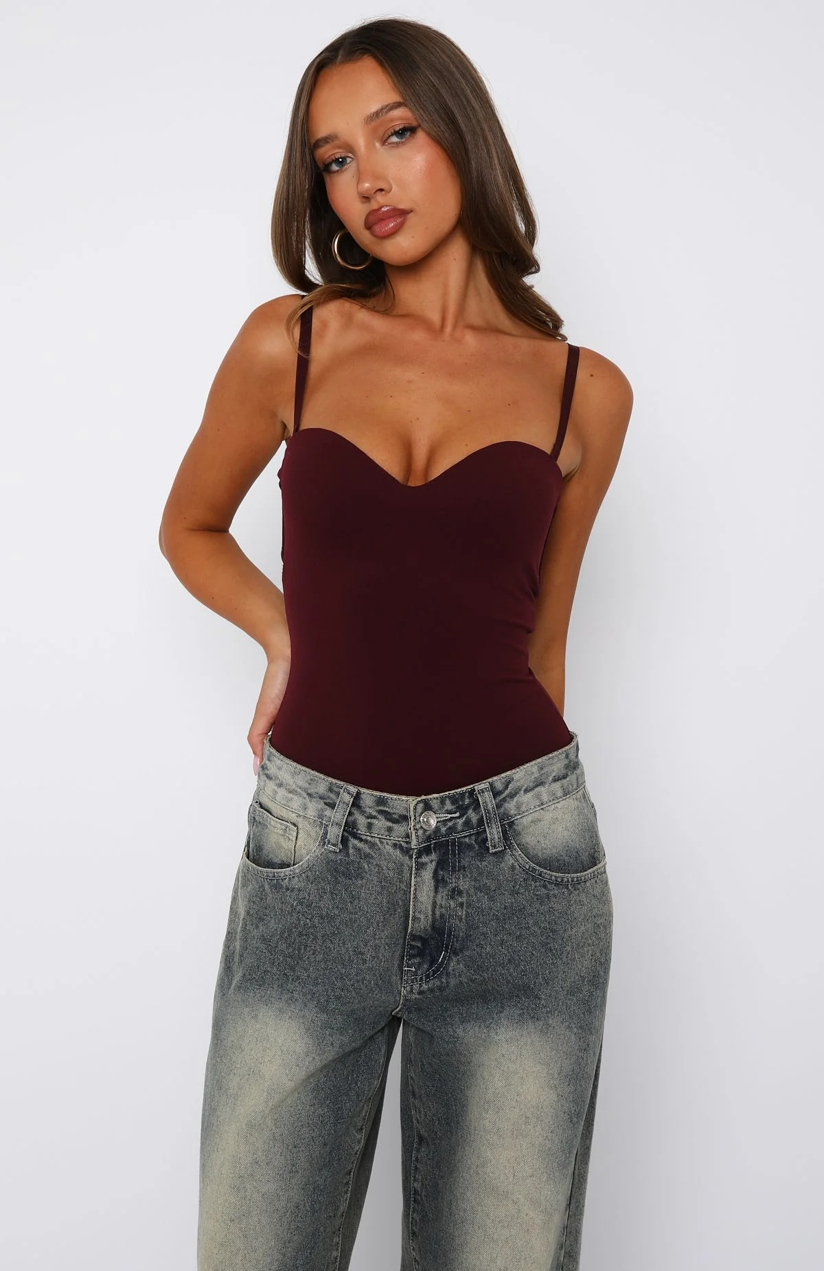 Stuck To You Bodysuit Wine - Image 4