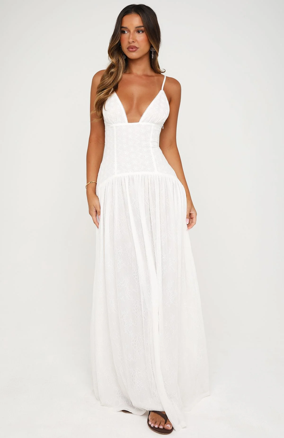 Sultry Shore Broderie Maxi Dress Off White - Image 3