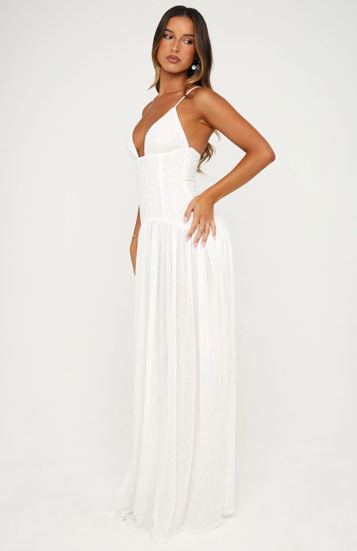 Sultry Shore Broderie Maxi Dress Off White - Image 4