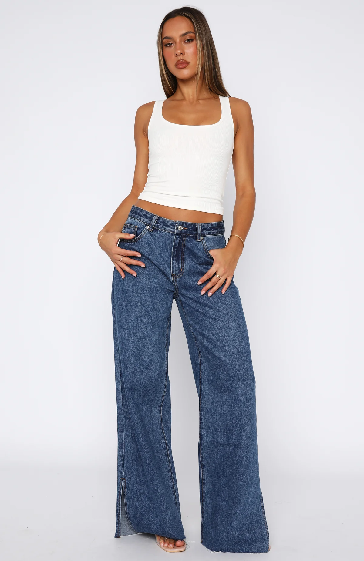 Summer Mid Rise Wide Leg Jeans Admiral Blue - Image 2