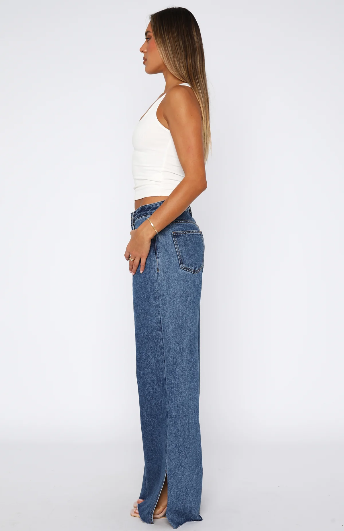 Summer Mid Rise Wide Leg Jeans Admiral Blue - Image 3