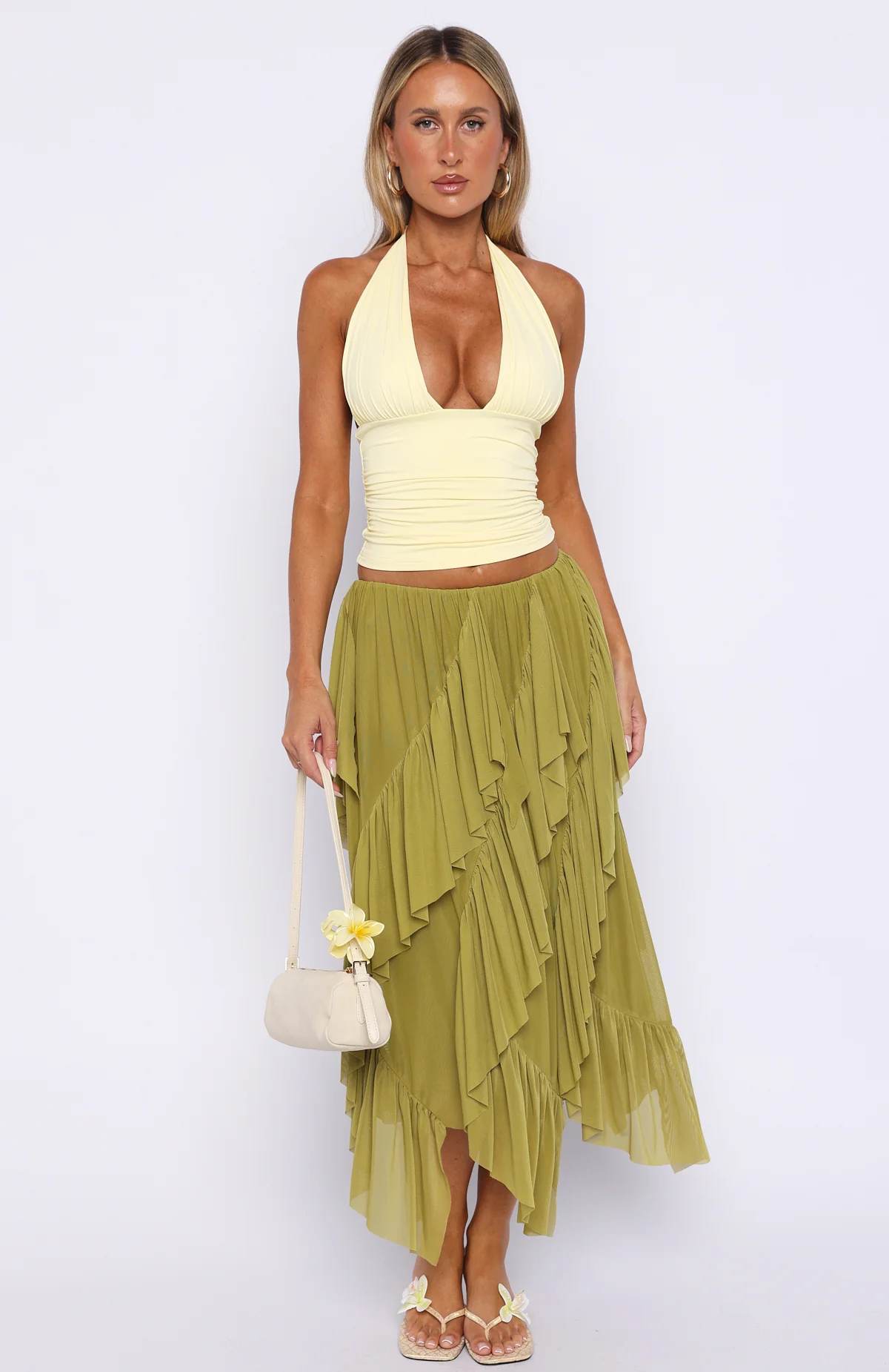 Sunset Strolls Midi Skirt Matcha - Image 3