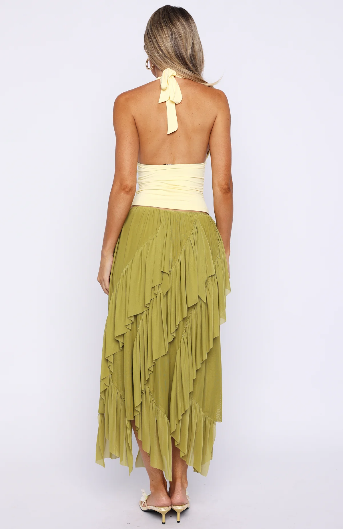 Sunset Strolls Midi Skirt Matcha - Image 5