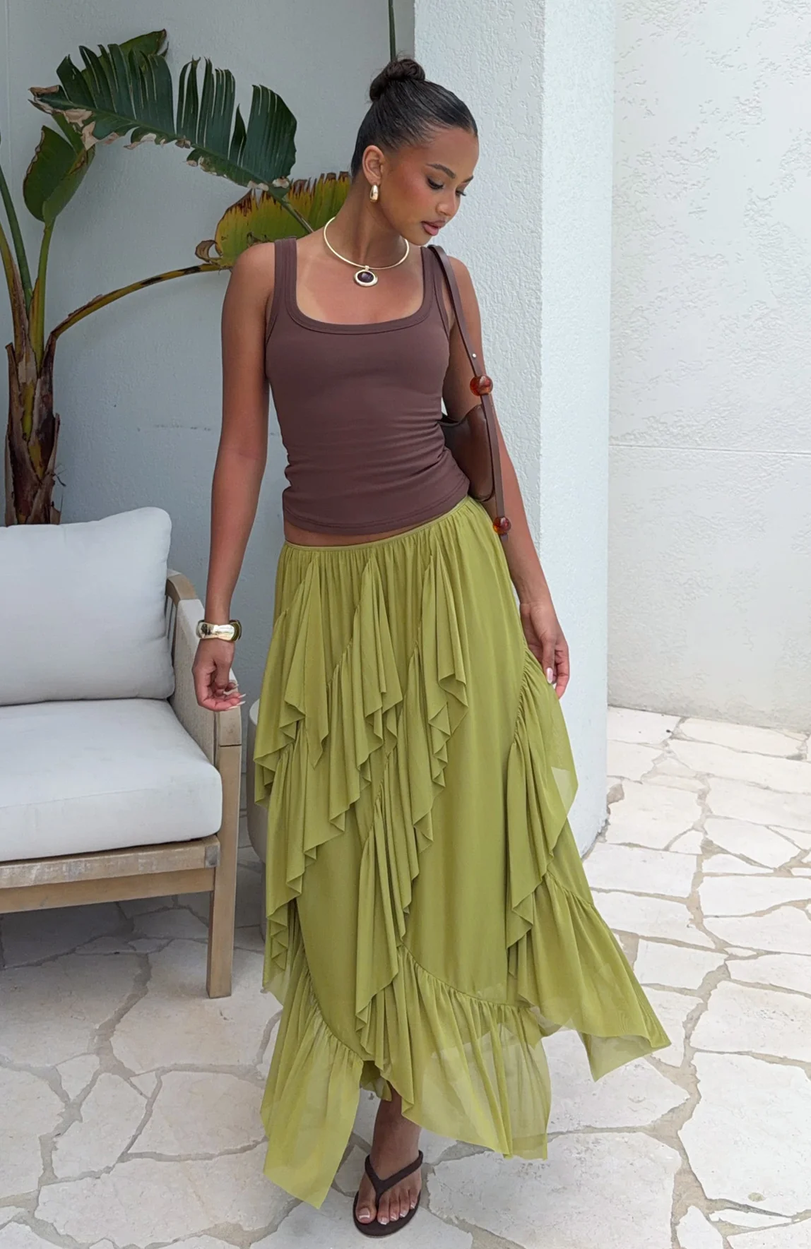 Sunset Strolls Midi Skirt Matcha - Image 7