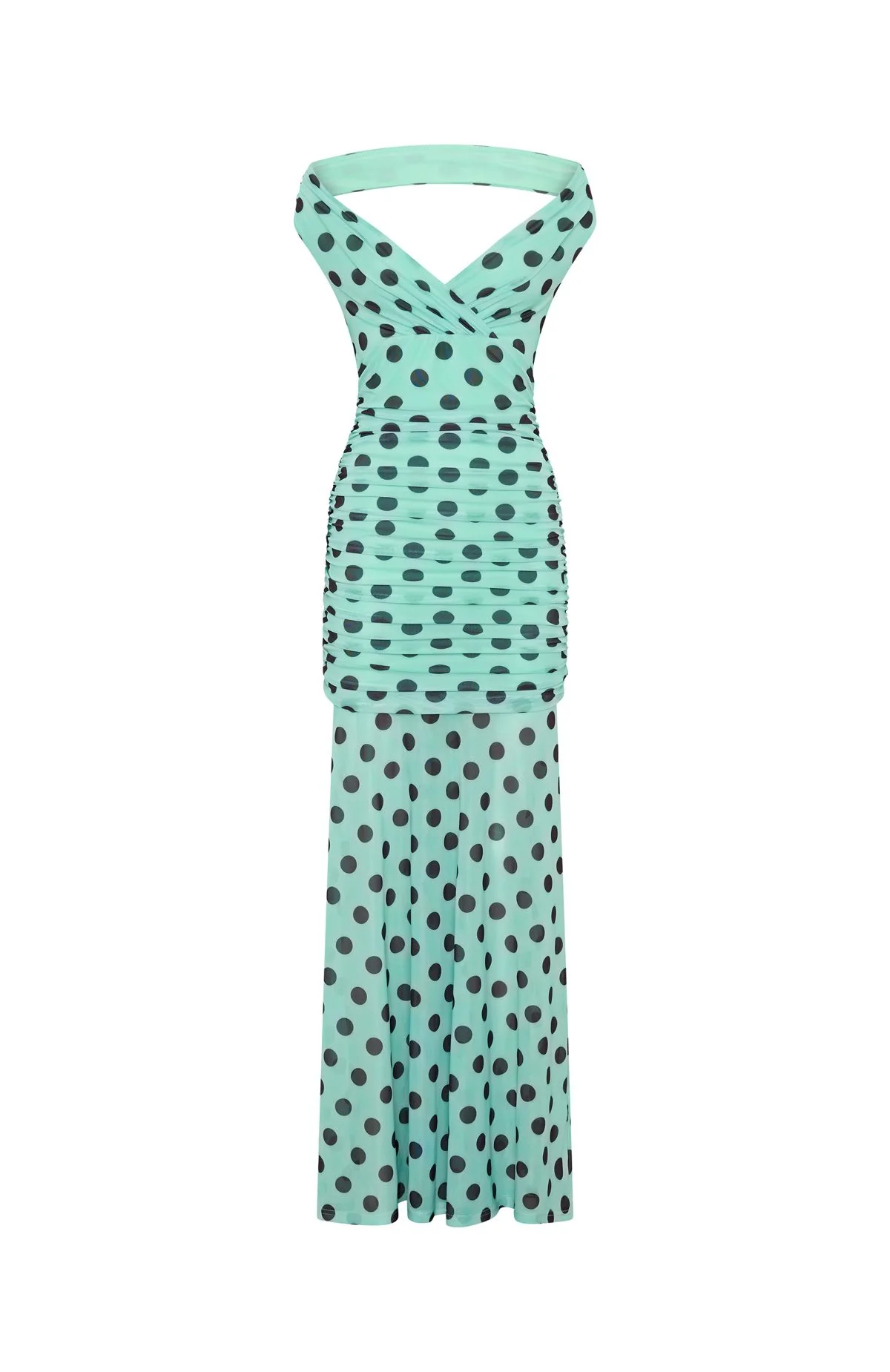 Sweet And Chic Maxi Dress Aqua Polka Dot - Image 5