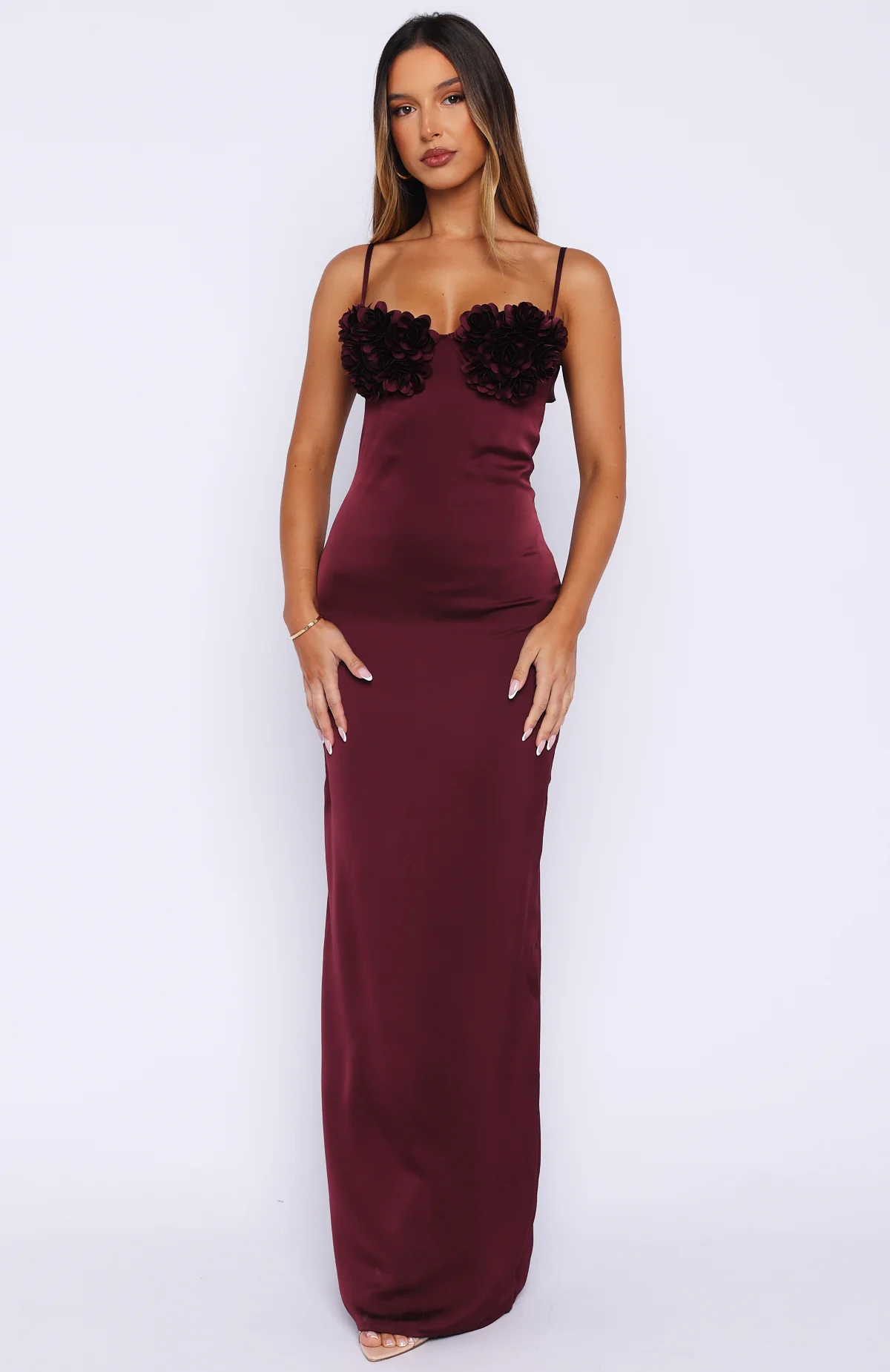 Sweet Petal Maxi Dress Burgundy - Image 3