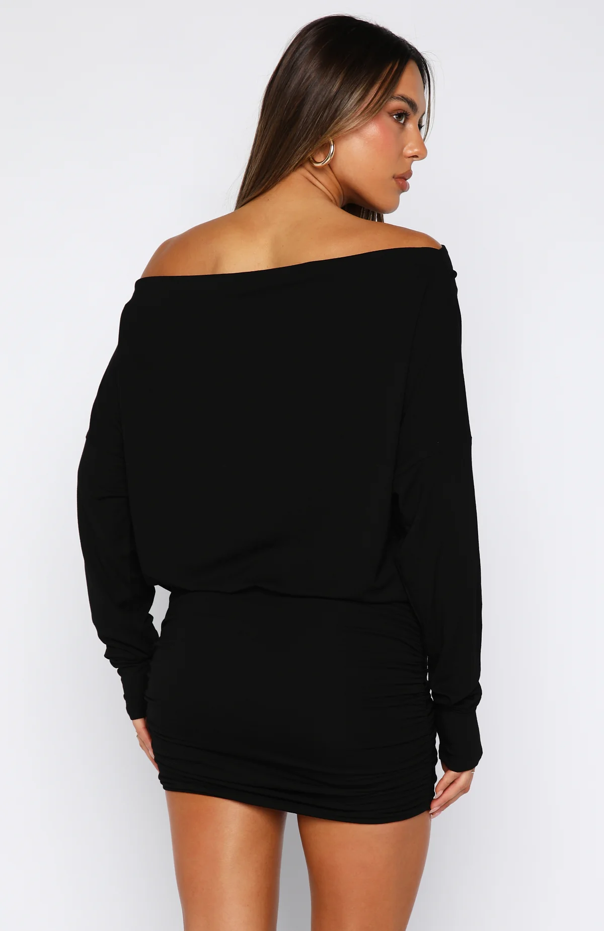 Take Your Turn Long Sleeve Mini Dress Black - Image 5