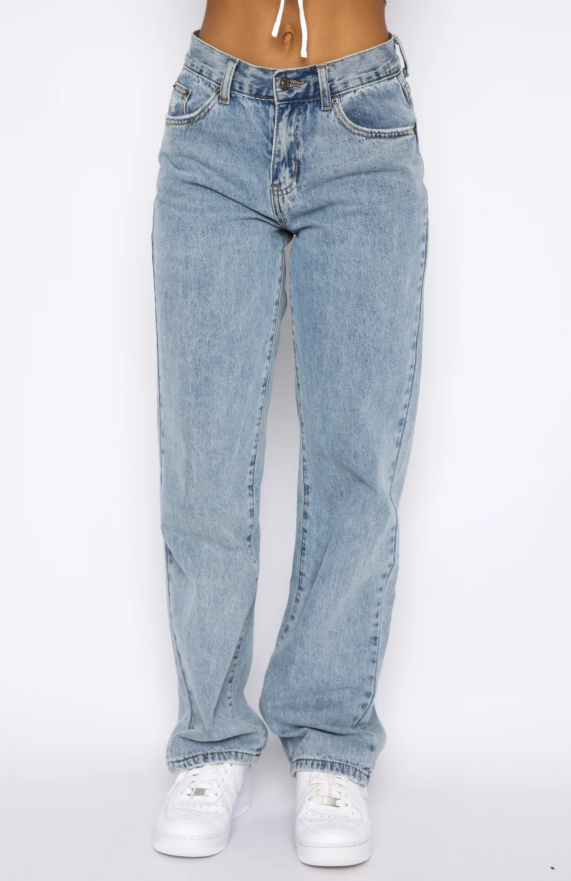Taking A Trip Mid Rise Straight Leg Jeans Blue Wash - Image 2
