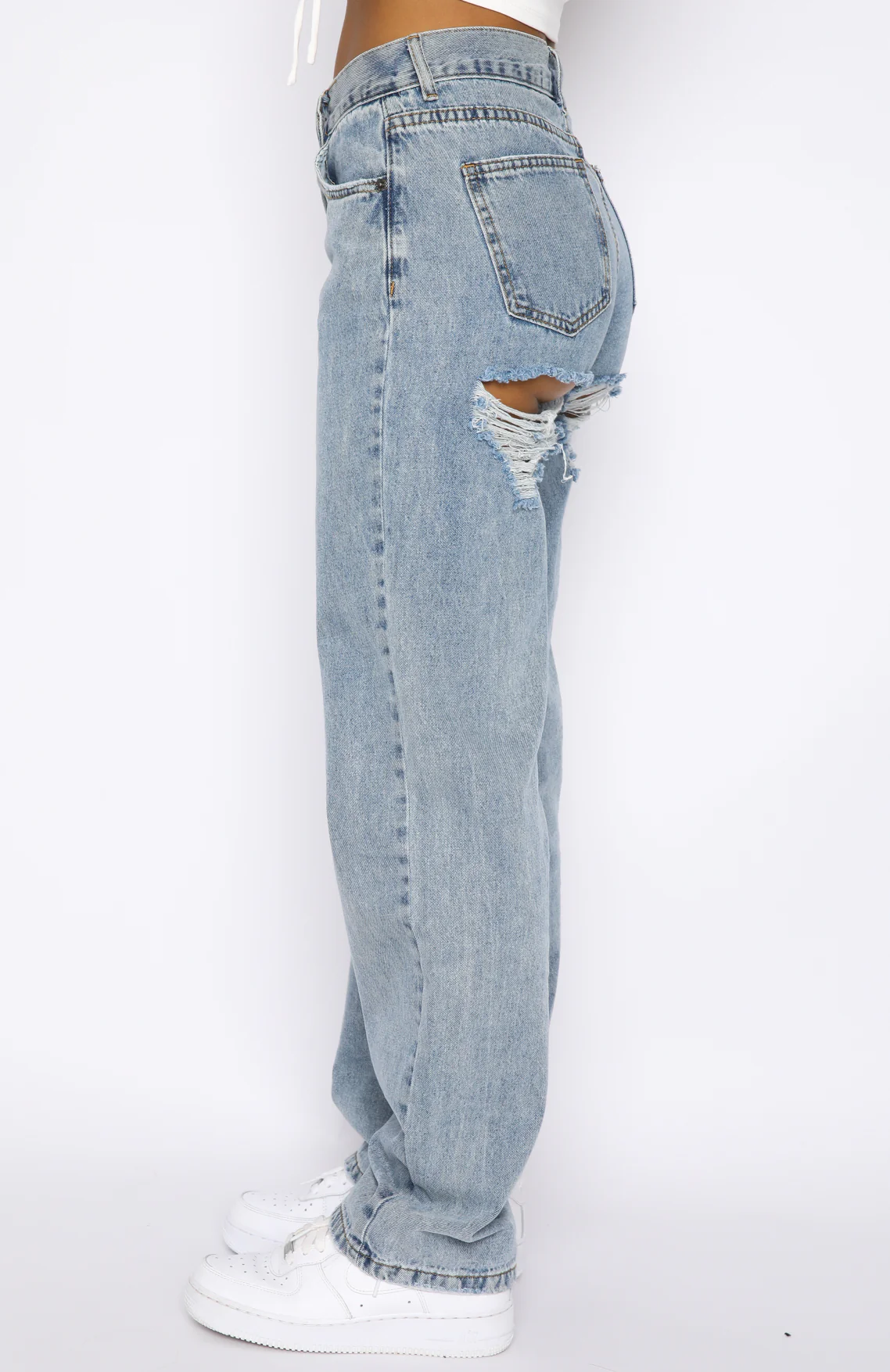 Taking A Trip Mid Rise Straight Leg Jeans Blue Wash - Image 3