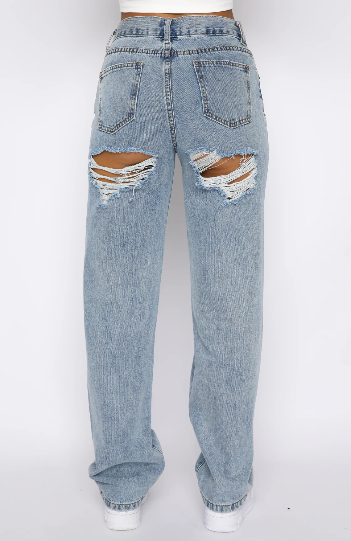 Taking A Trip Mid Rise Straight Leg Jeans Blue Wash - Image 4