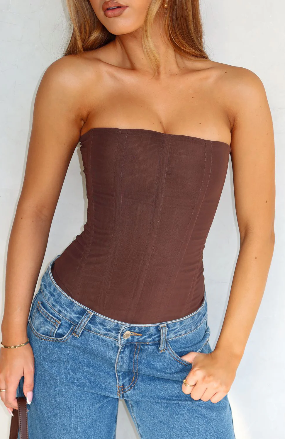 Tell Me A Secret Strapless Bustier Chocolate - Image 8