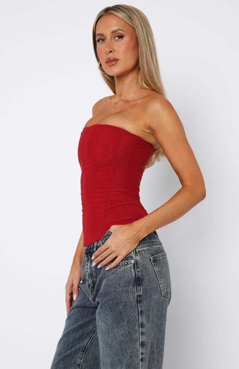 Tell Me A Secret Strapless Bustier Red - Image 3