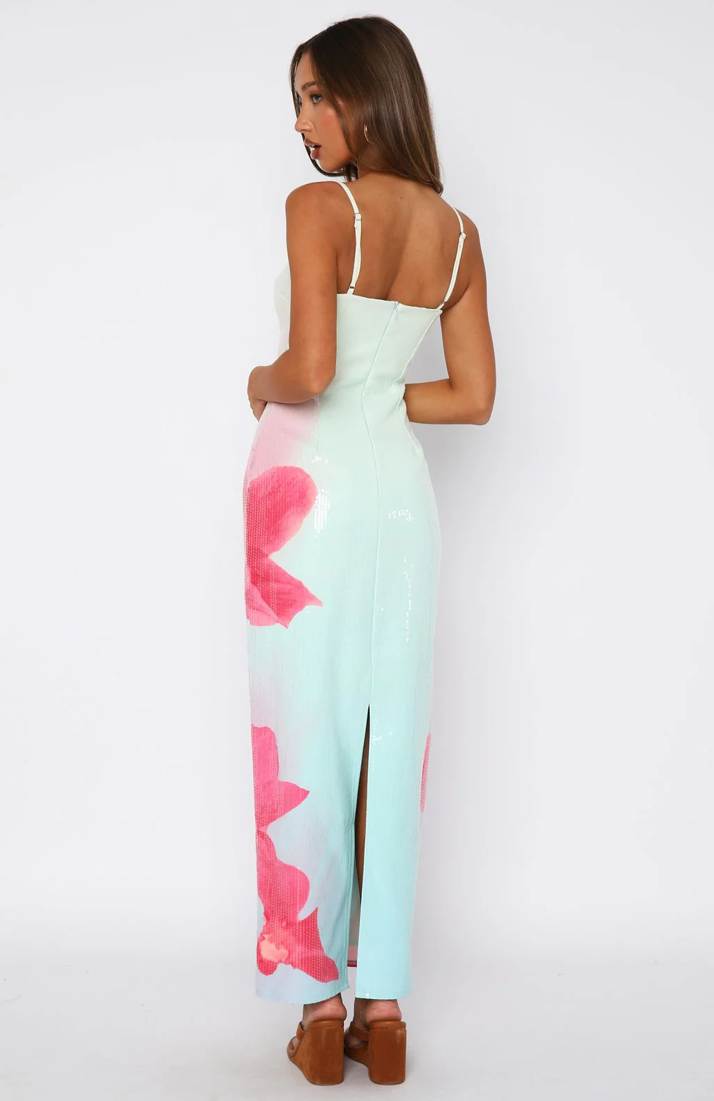 Telling Me Lies Sequin Maxi Dress Sunset Blossom - Image 4