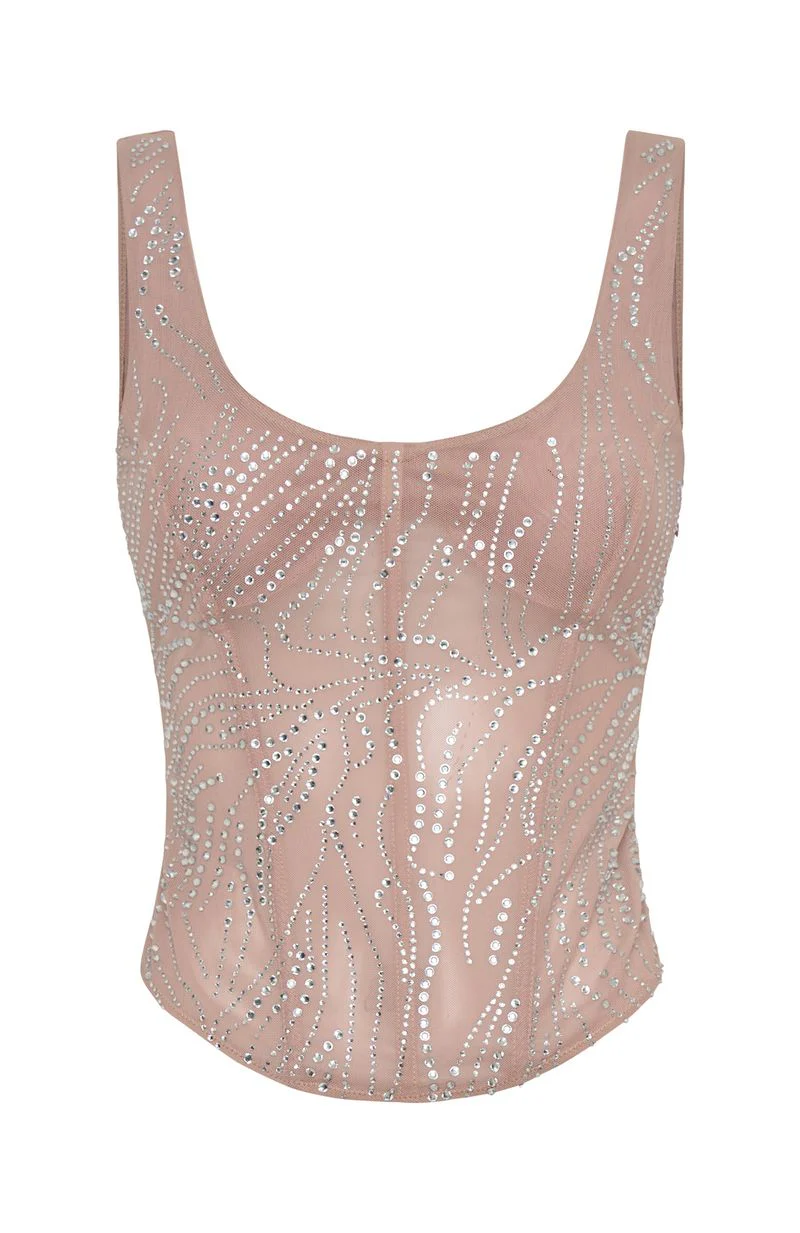 Tender Shadows Embellished Top Nude - Image 7