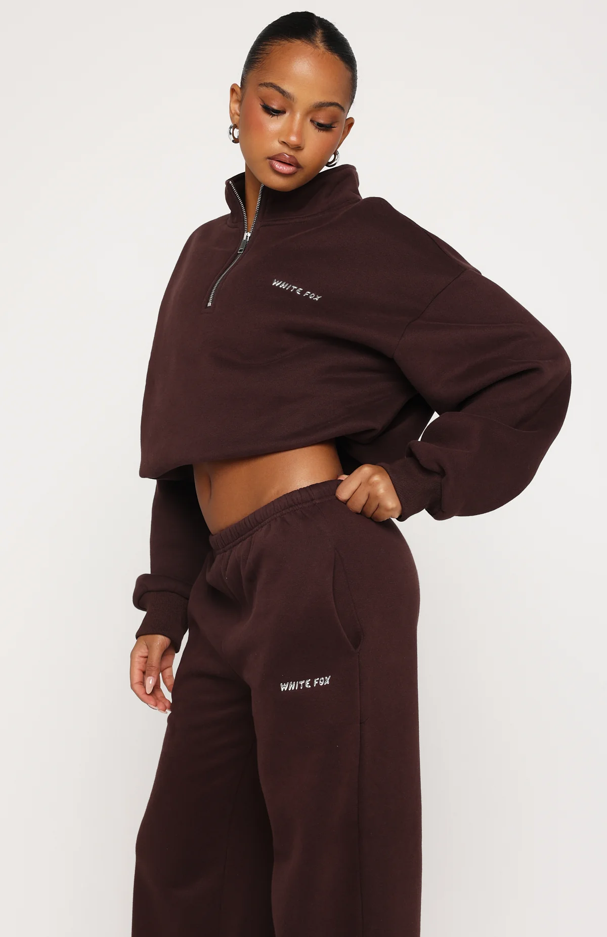 Test Drive Boxy Quarter Zip Sweater Chocolate - Image 3