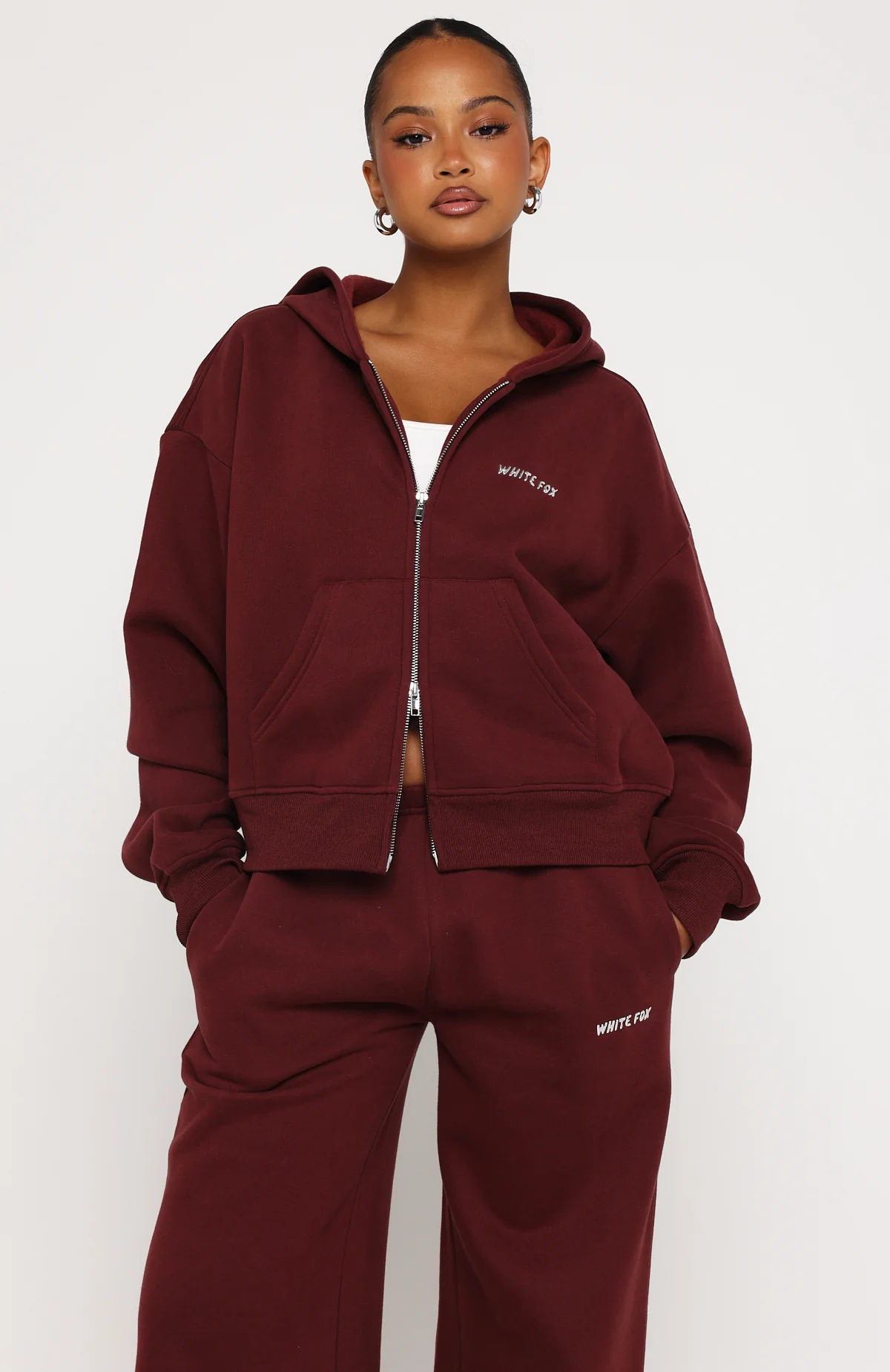 Test Drive Boxy Zip Front Hoodie Dark Cherry - Image 2
