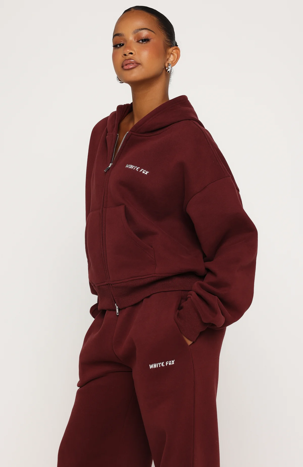 Test Drive Boxy Zip Front Hoodie Dark Cherry - Image 3