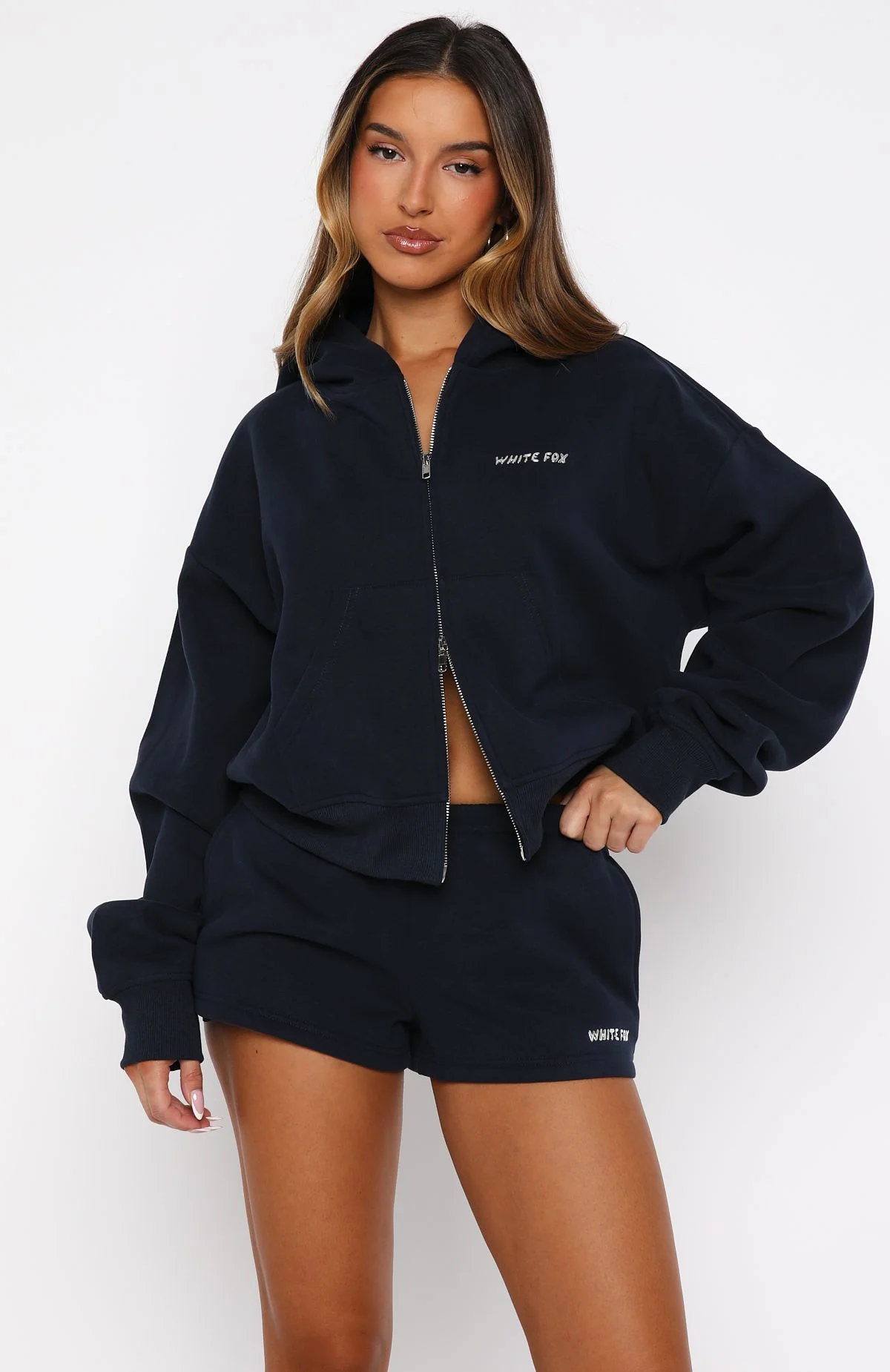 Test Drive Boxy Zip Front Hoodie Dark Navy - Image 2