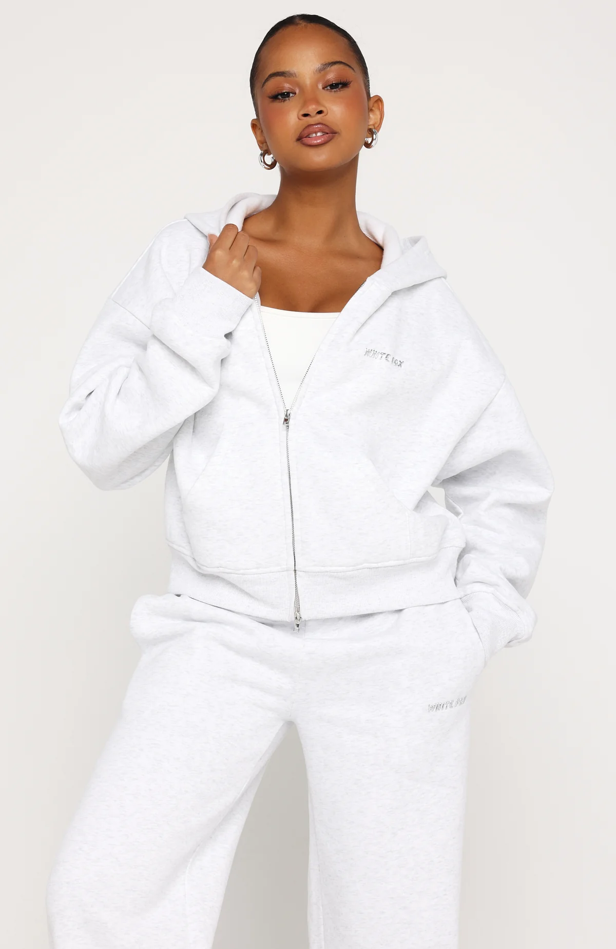 Test Drive Boxy Zip Front Hoodie Grey Marle - Image 2