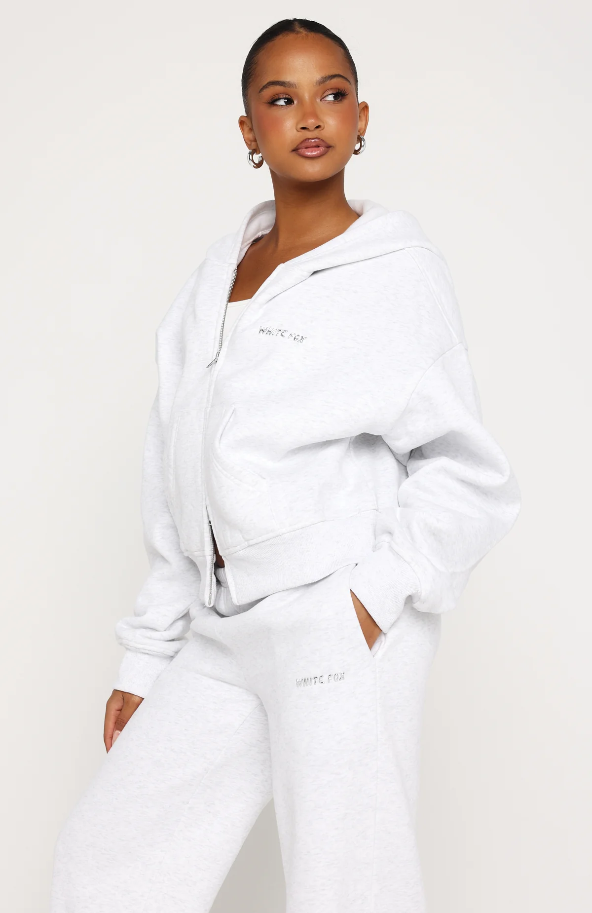 Test Drive Boxy Zip Front Hoodie Grey Marle - Image 3