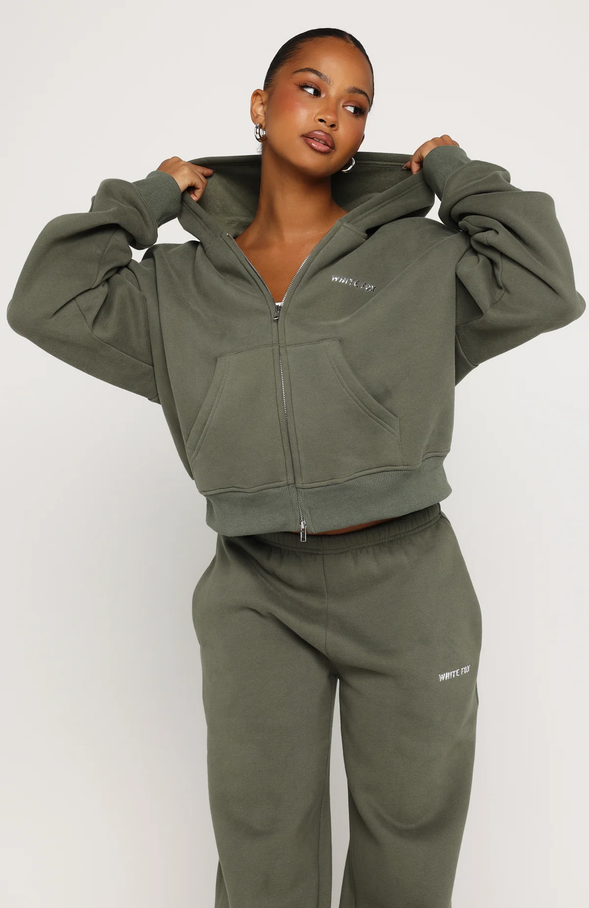 Test Drive Boxy Zip Front Hoodie Khaki - Image 2