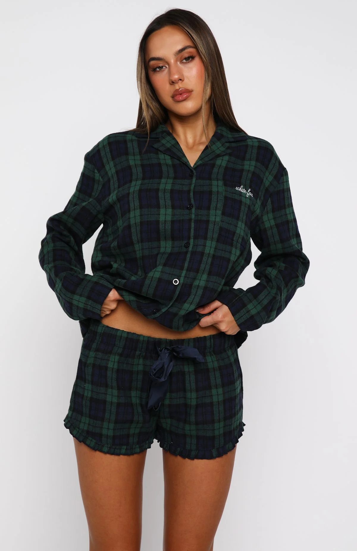 That Time Of Year Pyjama Shorts Green/Navy - Image 2