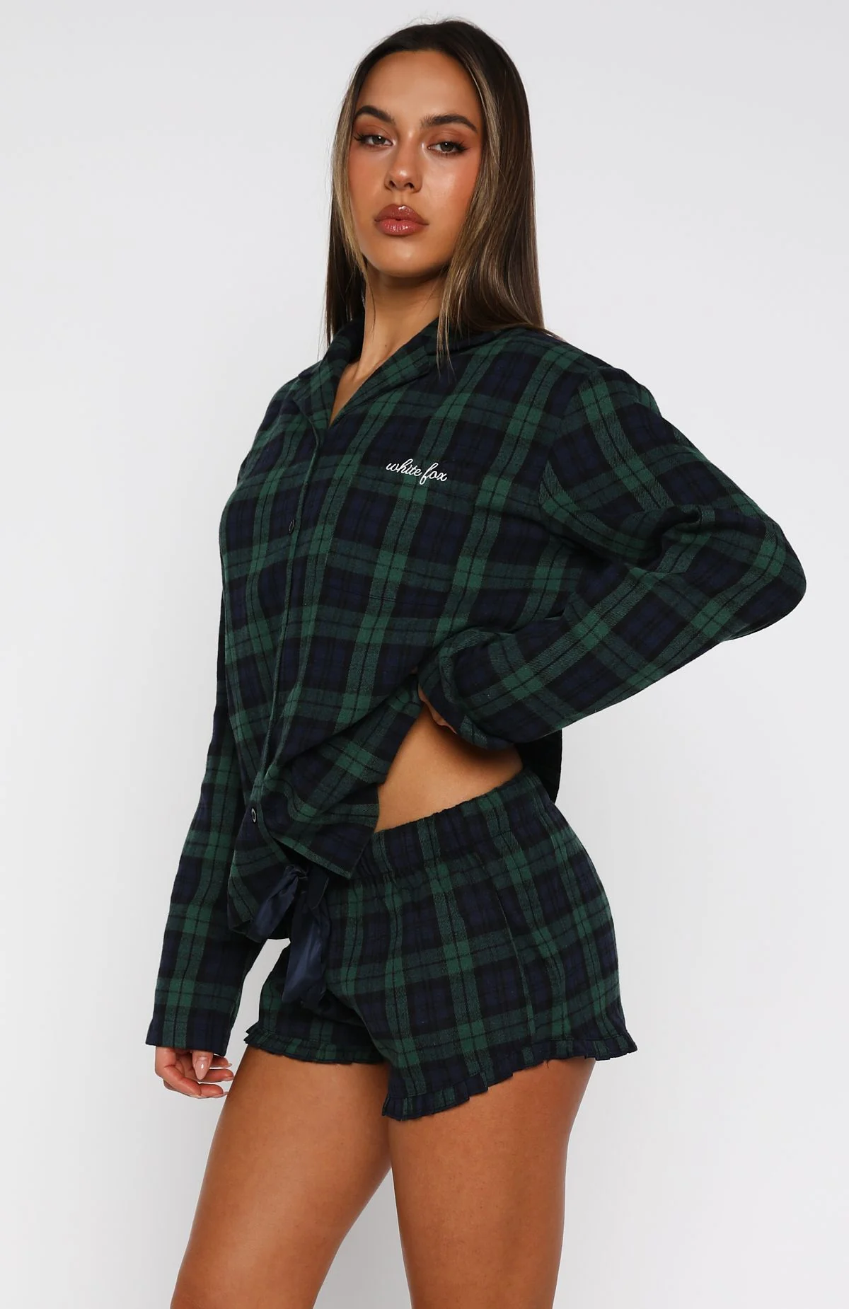 That Time Of Year Pyjama Shorts Green/Navy - Image 3