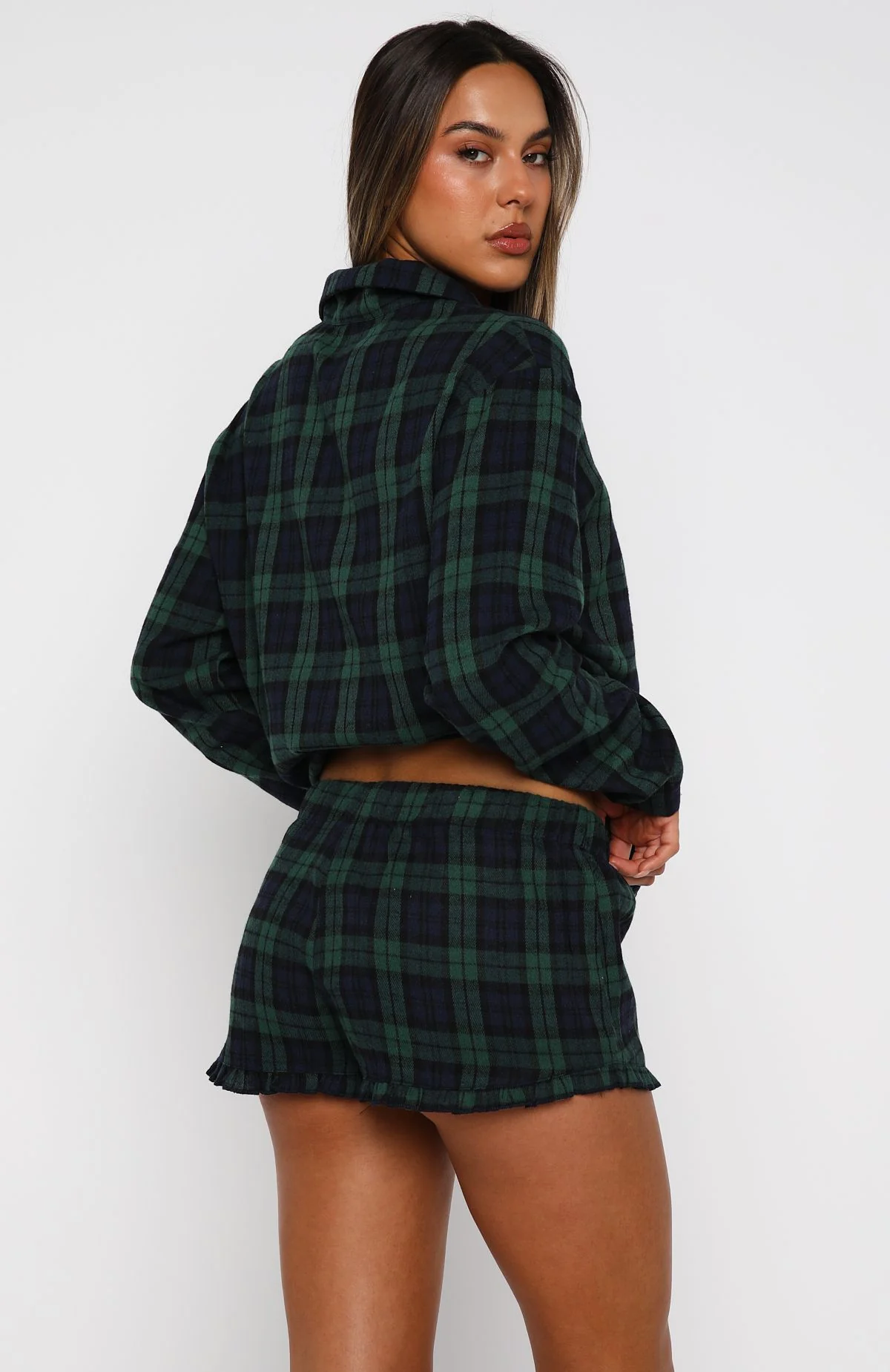 That Time Of Year Pyjama Shorts Green/Navy - Image 4