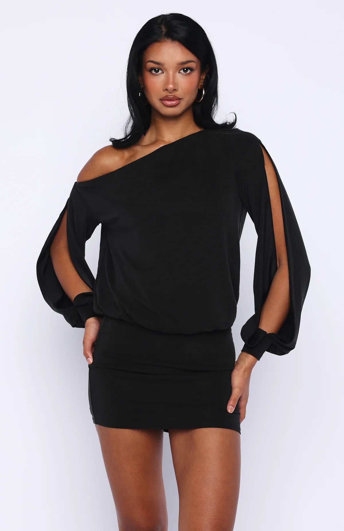 The Duchess Long Sleeve Mini Dress Black - Image 2