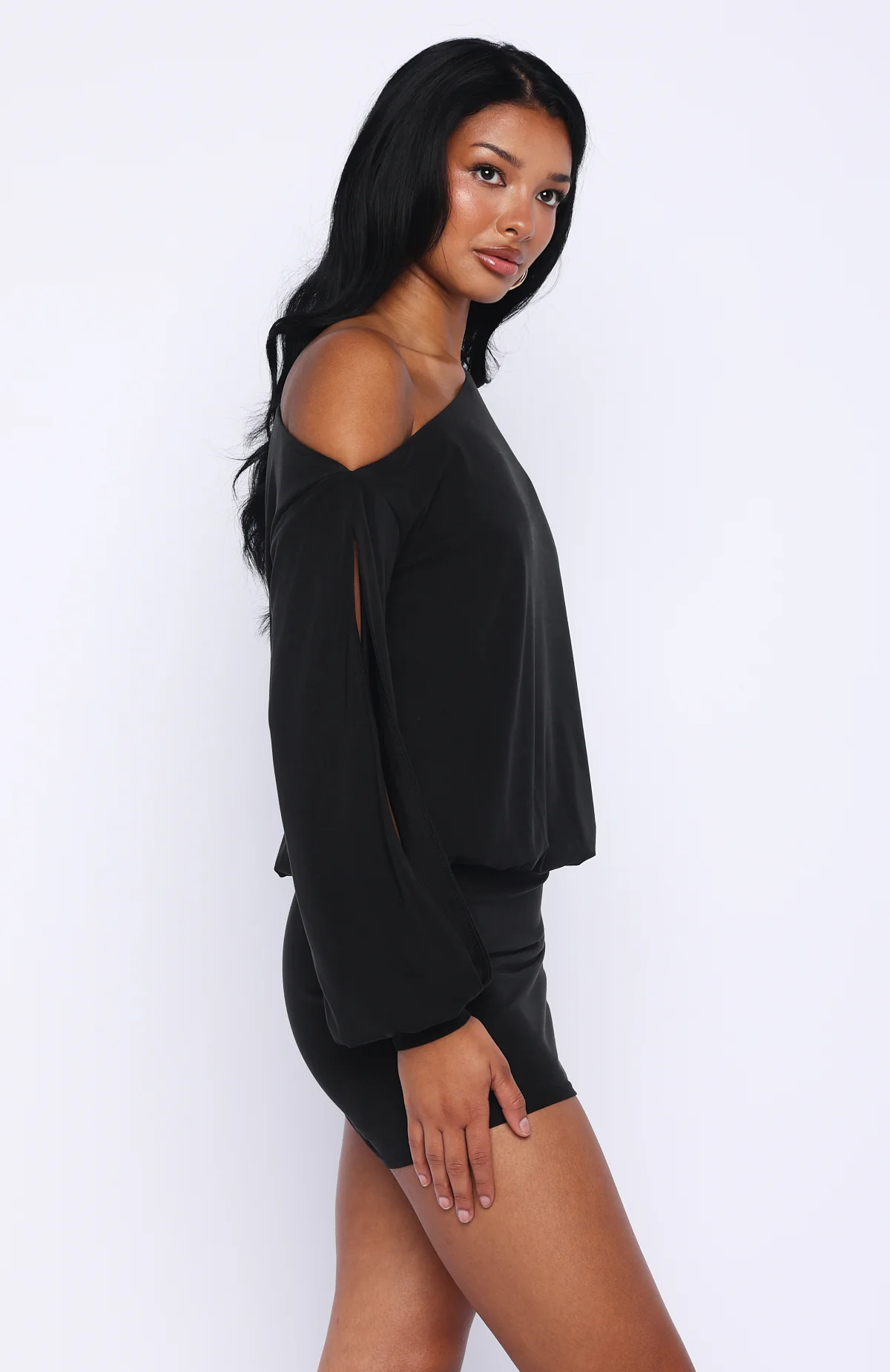 The Duchess Long Sleeve Mini Dress Black - Image 3