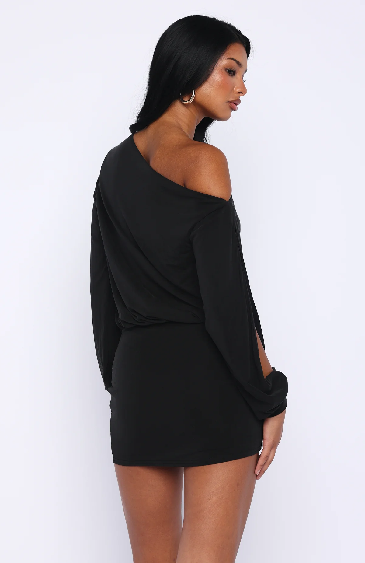 The Duchess Long Sleeve Mini Dress Black - Image 4