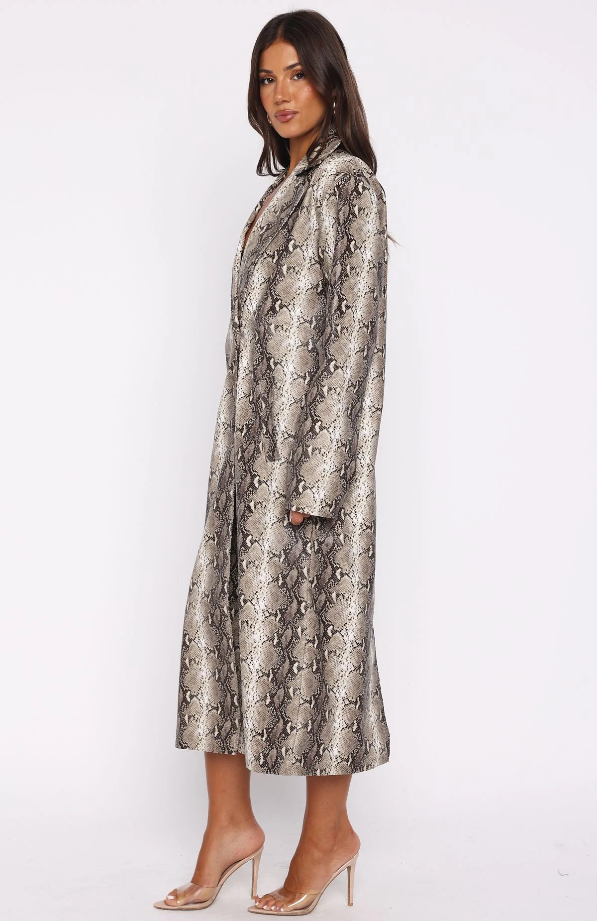The Hardest Part PU Coat Tan Snake - Image 3