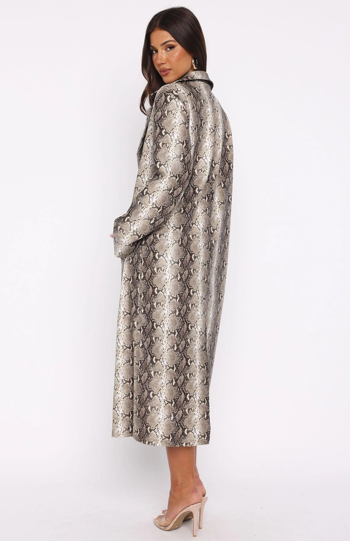 The Hardest Part PU Coat Tan Snake - Image 4
