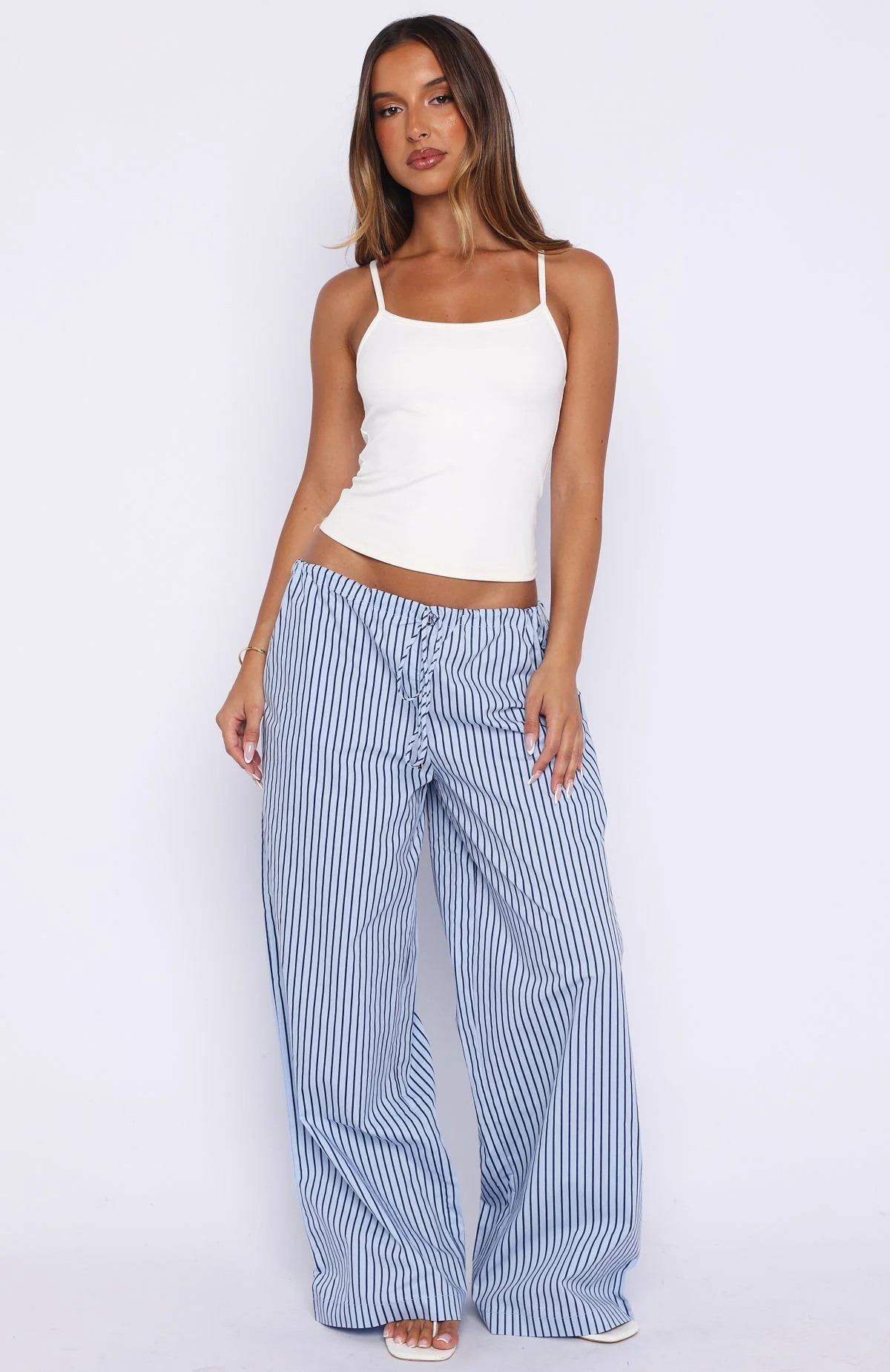 The Sweetest Love Drawstring Pants Blue/Navy Stripe - Image 2