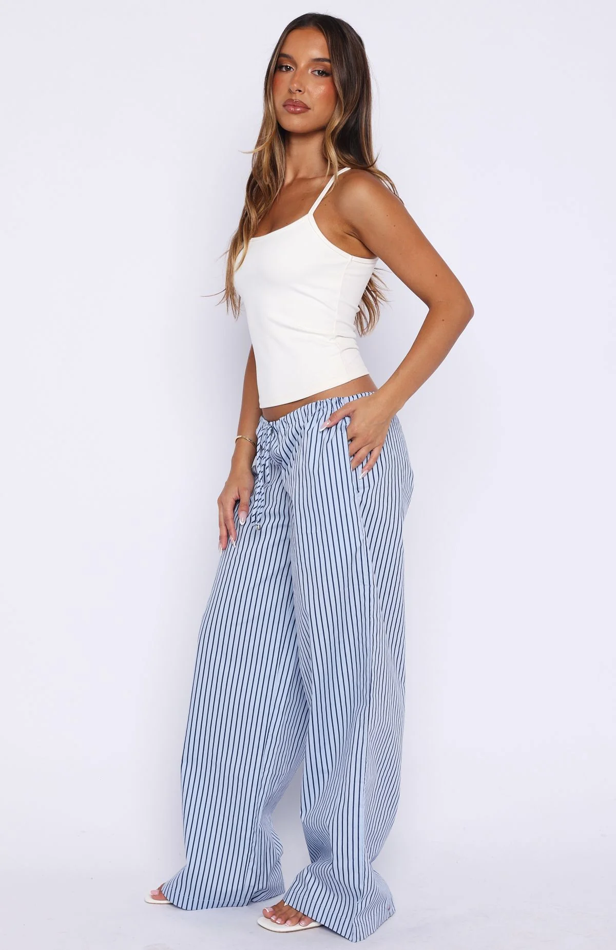 The Sweetest Love Drawstring Pants Blue/Navy Stripe - Image 3