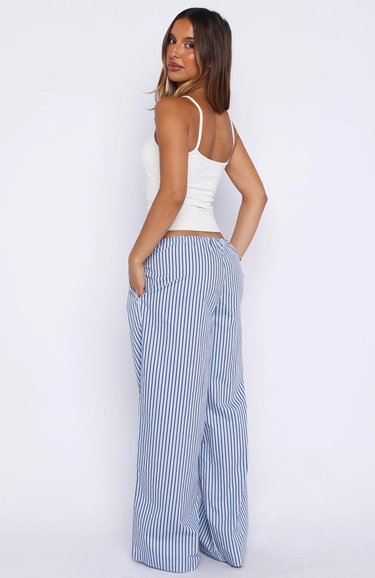 The Sweetest Love Drawstring Pants Blue/Navy Stripe - Image 4