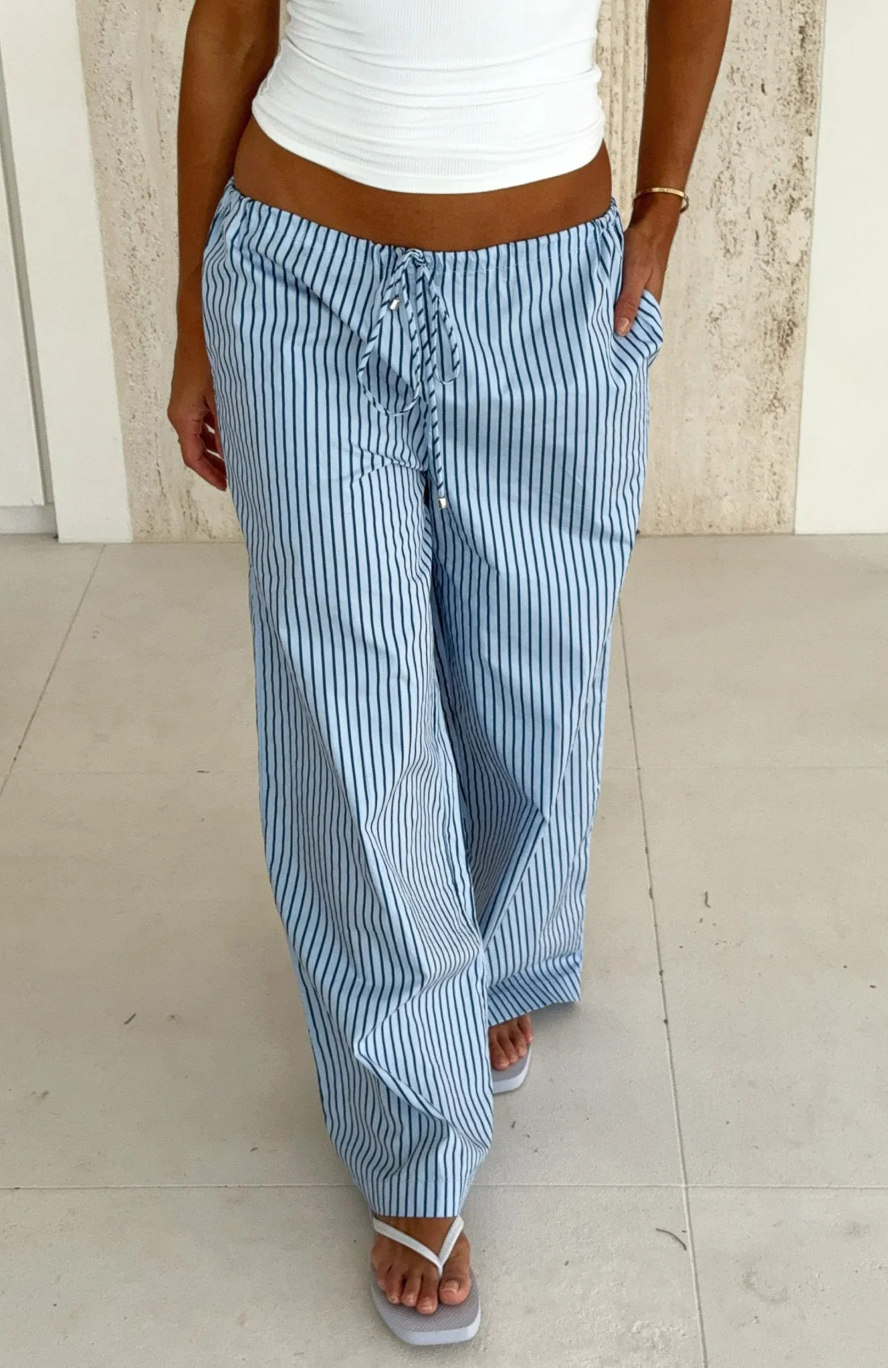 The Sweetest Love Drawstring Pants Blue/Navy Stripe - Image 5