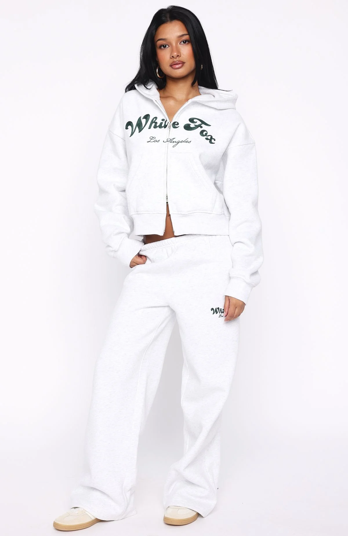 Through Thick And Thin Wide Leg Sweatpants Grey Marle - Image 2
