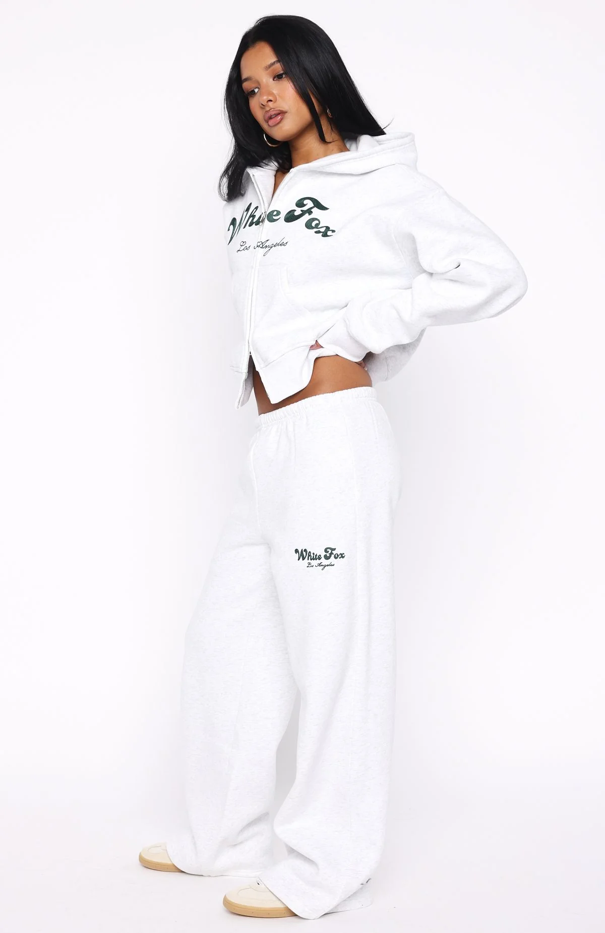 Through Thick And Thin Wide Leg Sweatpants Grey Marle - Image 3