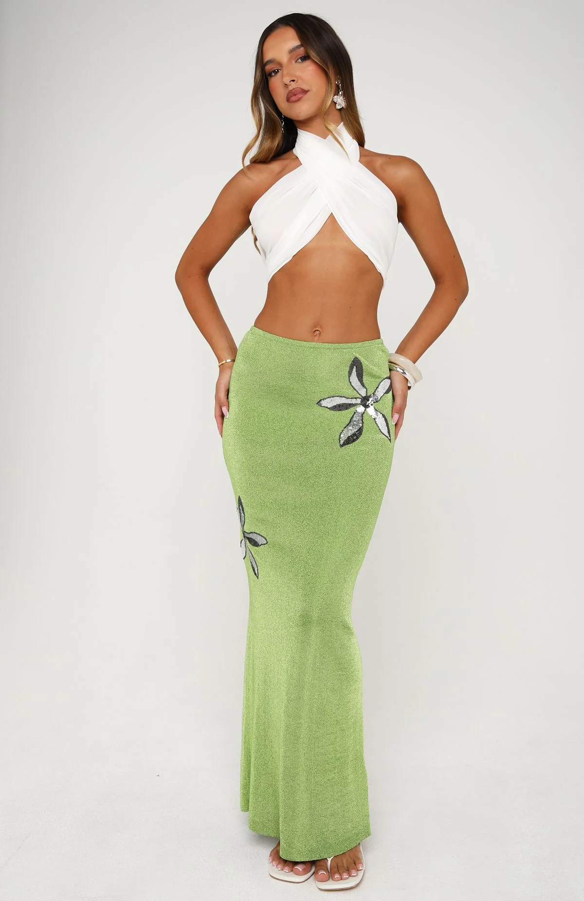 Tide And Bloom Knit Maxi Skirt Kiwi - Image 2