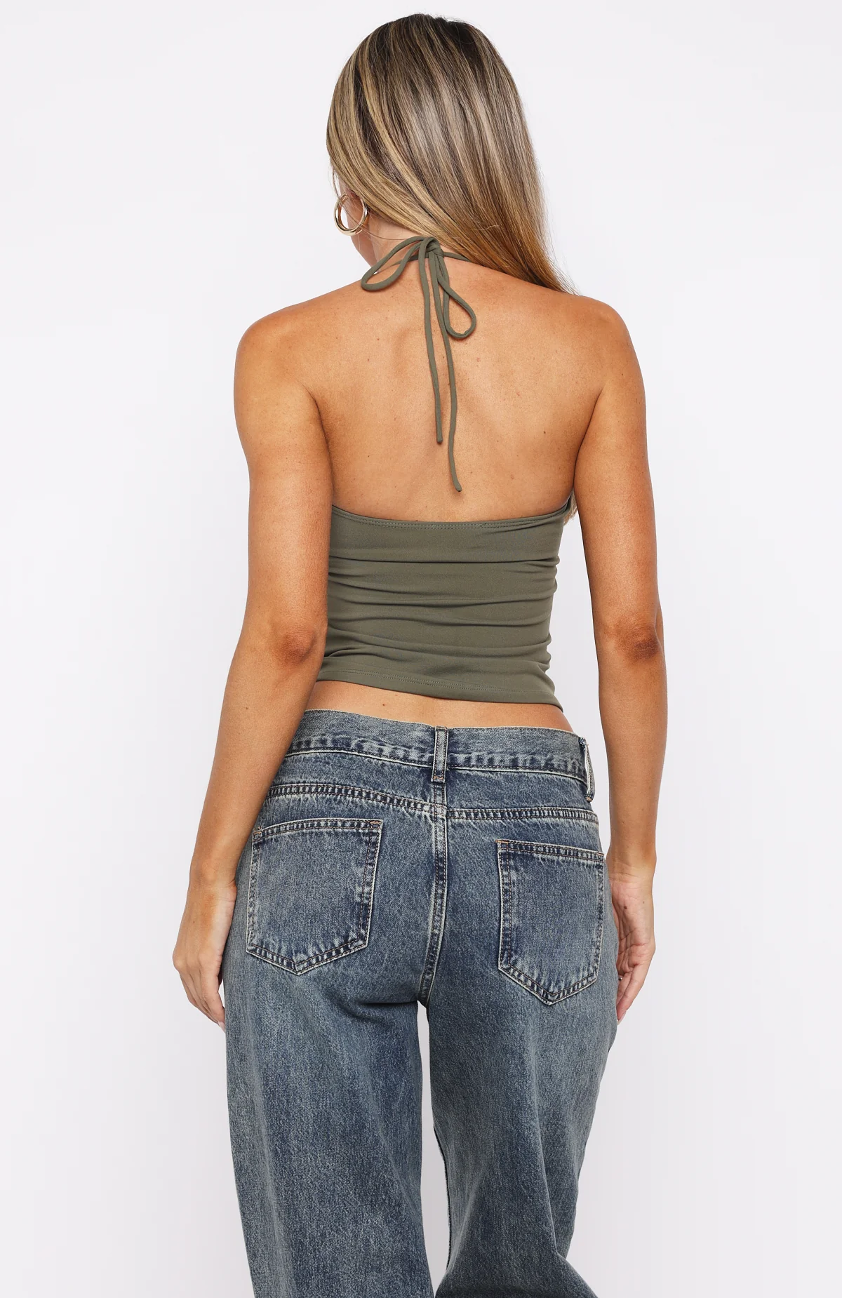Timing Is Right Halter Top Olive - Image 4