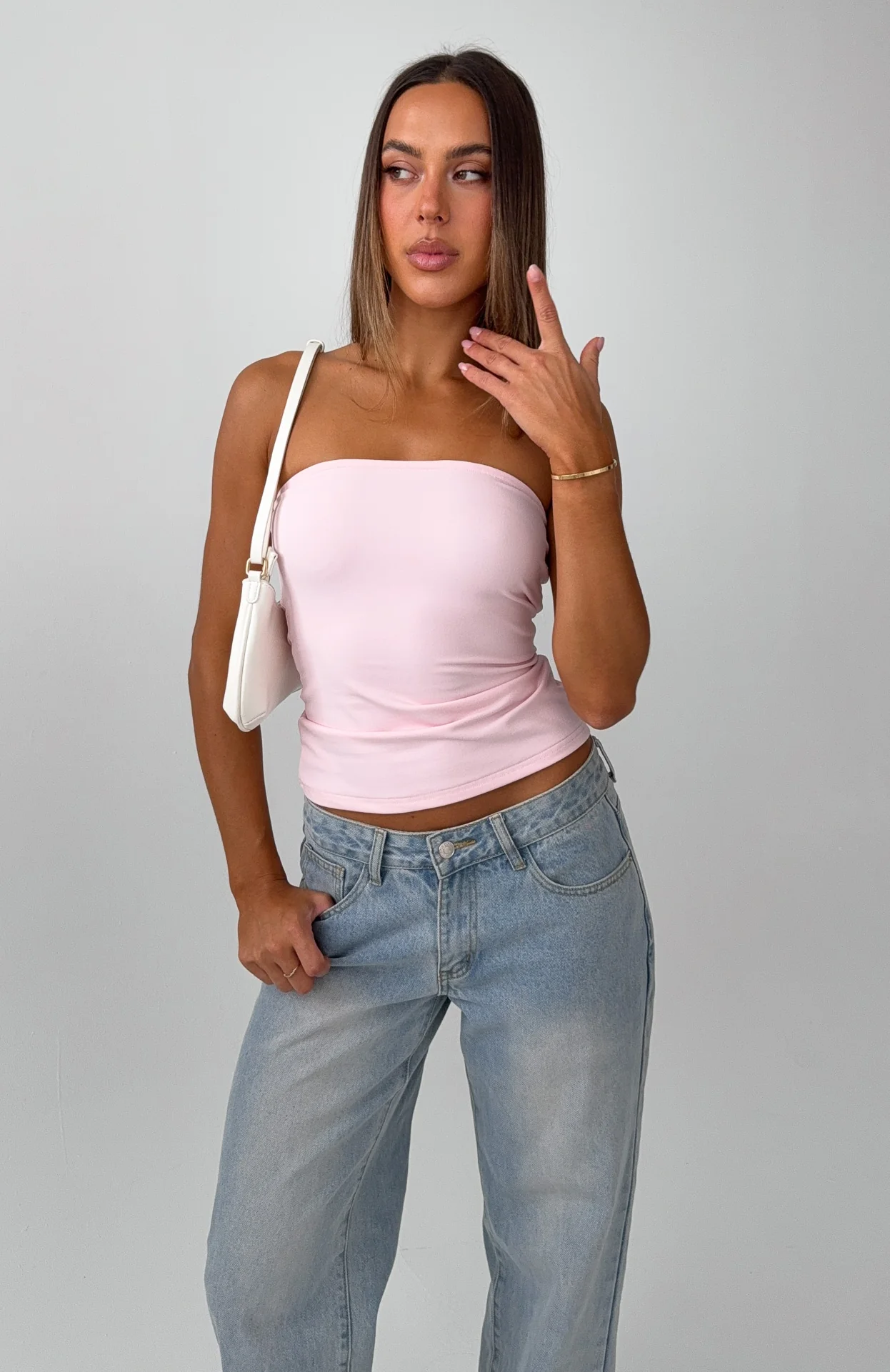 Tiny Drama Strapless Top Baby Pink
