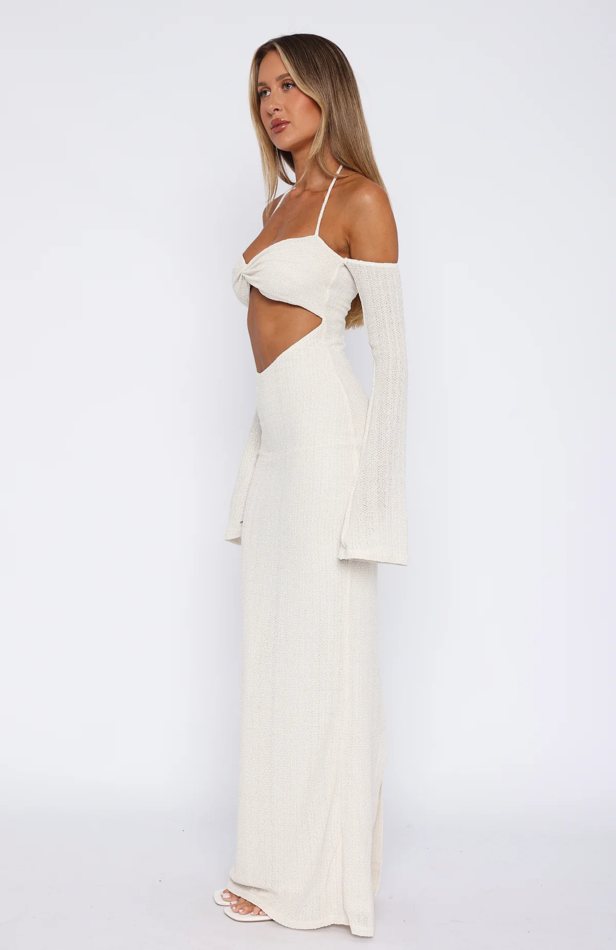 To The Beach Long Sleeve Maxi Dress Cream - Image 3