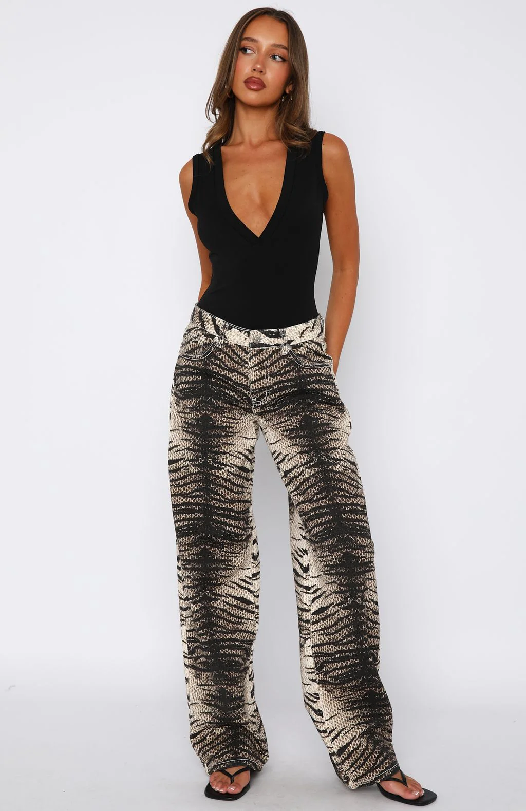 Tokyo Low Rise Wide Leg Jeans Tiger Mirage - Image 2