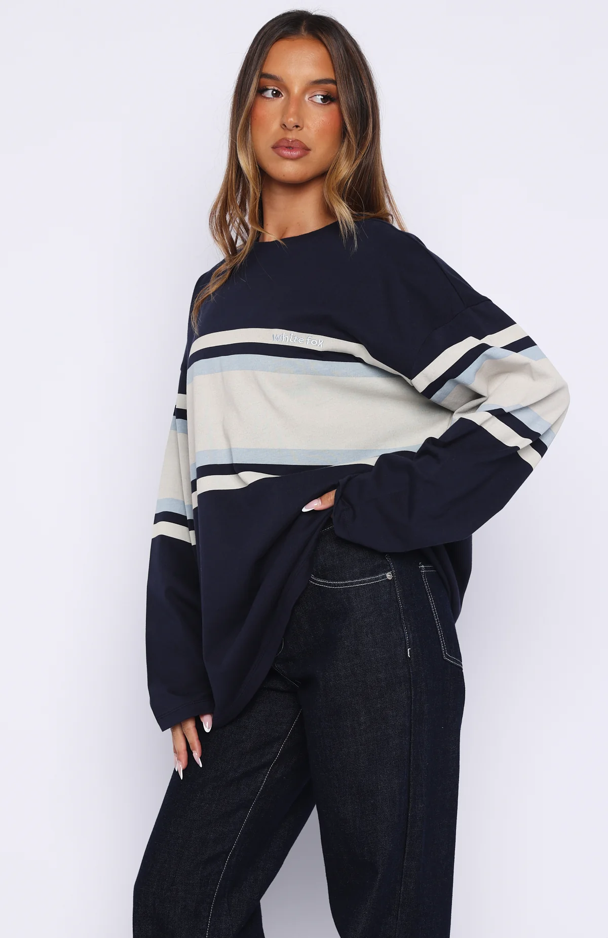 Too Cool For You Oversized Long Sleeve Tee Navy - Image 3
