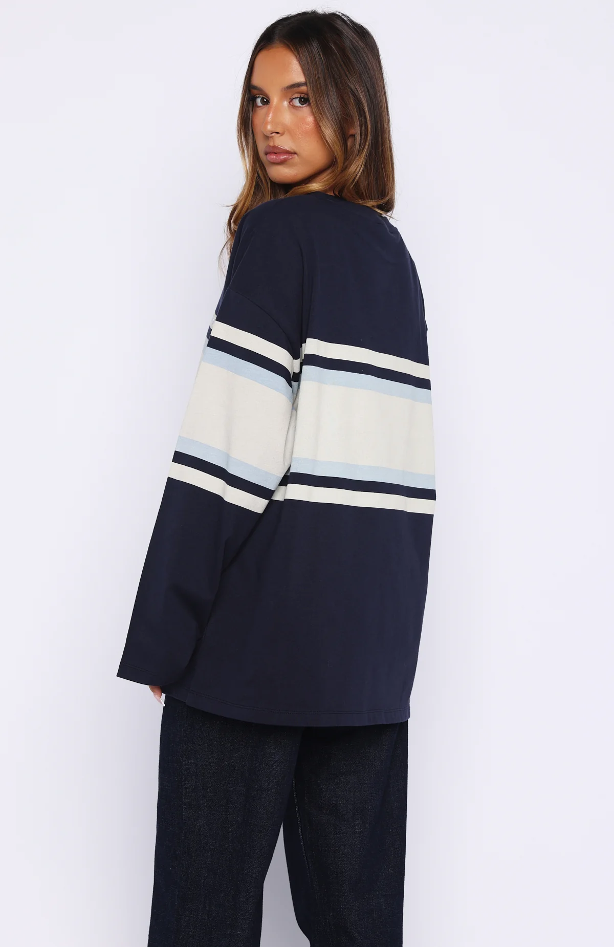 Too Cool For You Oversized Long Sleeve Tee Navy - Image 4